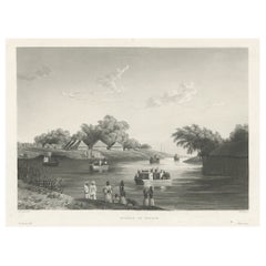 Stampa antica del fiume Yanoanan o Yanam in India, 1835 ca.