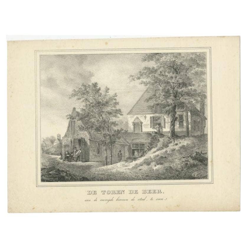 Antique Print of the Zonnenburg Rampart in Utrecht, The Netherlands, c.1830
