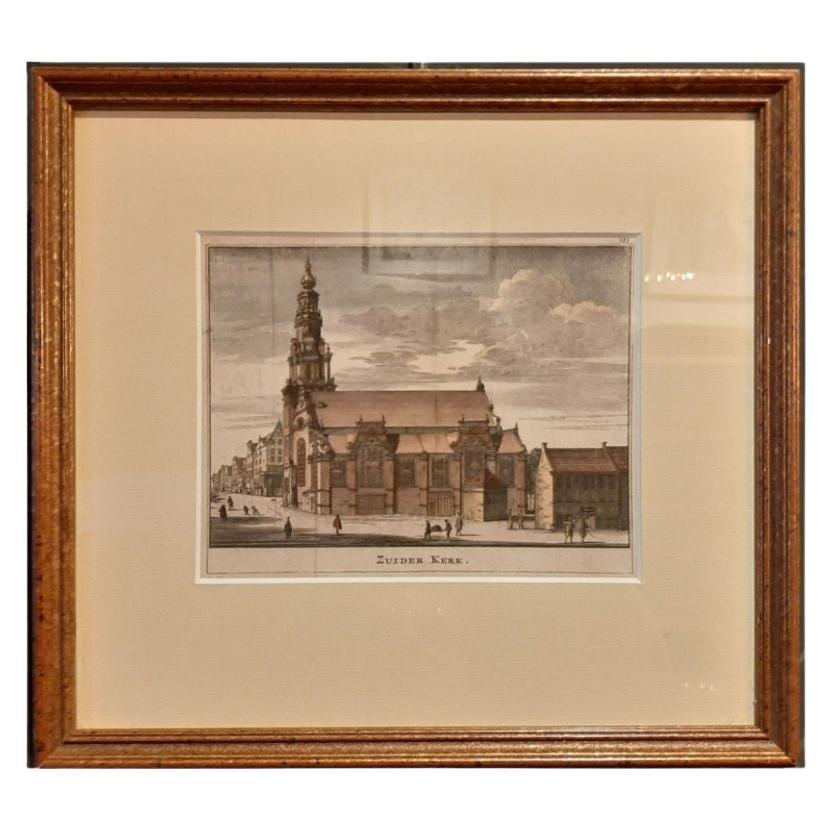 Antique Print of the 'Zuiderkerk' in Amsterdam by Ratelband, 1737