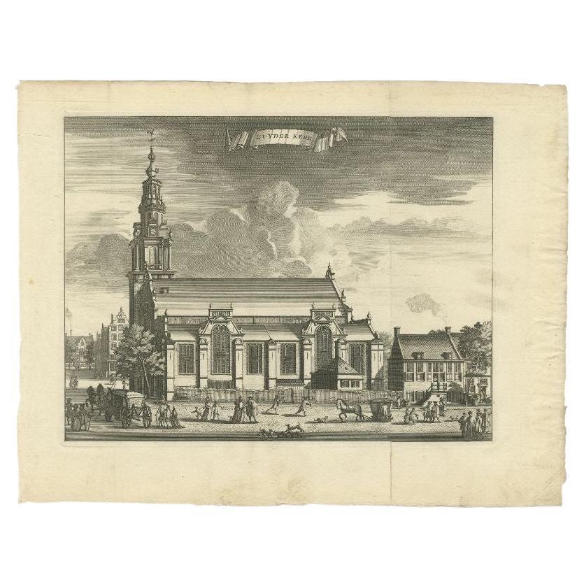 Antique Print of the 'Zuiderkerk' in Amsterdam by Tirion, c.1765 For Sale