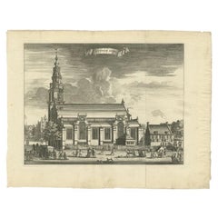Antiker Druck der „Zuiderkerk“ in Amsterdam von Tirion, um 1765