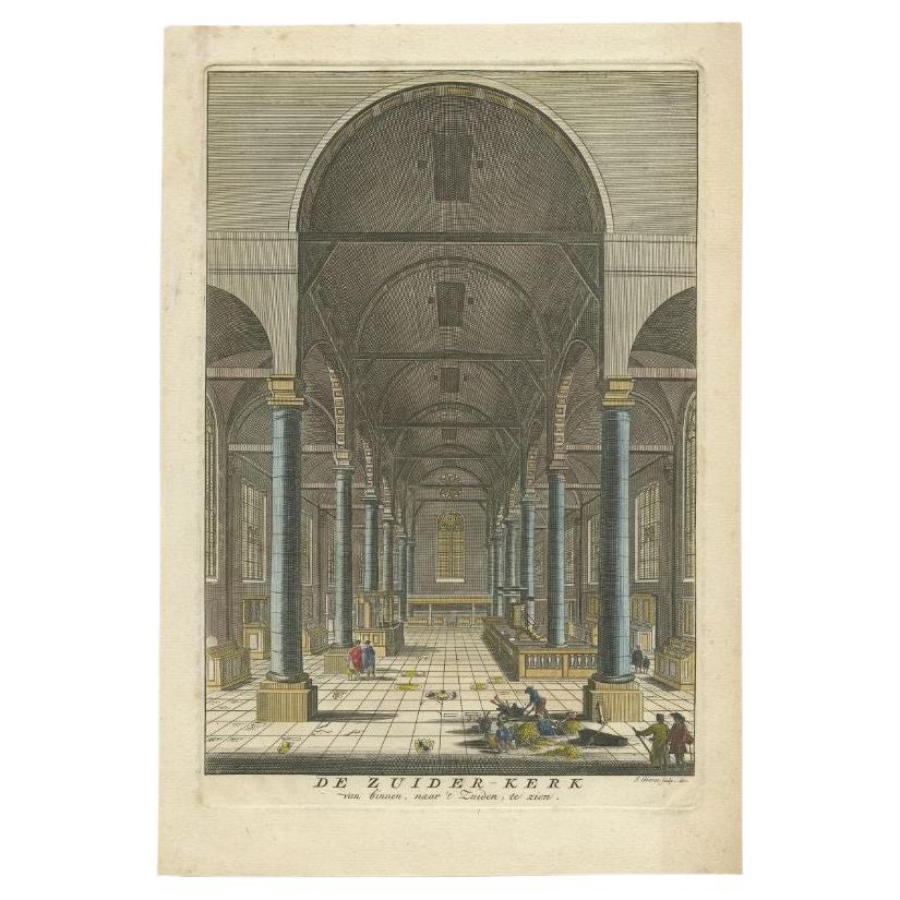 Antique Print of the 'Zuiderkerk' in Amsterdam, Holland, 1765 For Sale