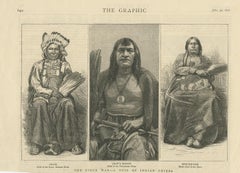 Antique Print of Three Indian Chiefs, 1876
