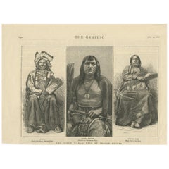 Impression ancienne de trois chefs indiens, 1876