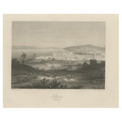 Impression ancienne de Tiberias, ville de Jérusalem, ca.1840