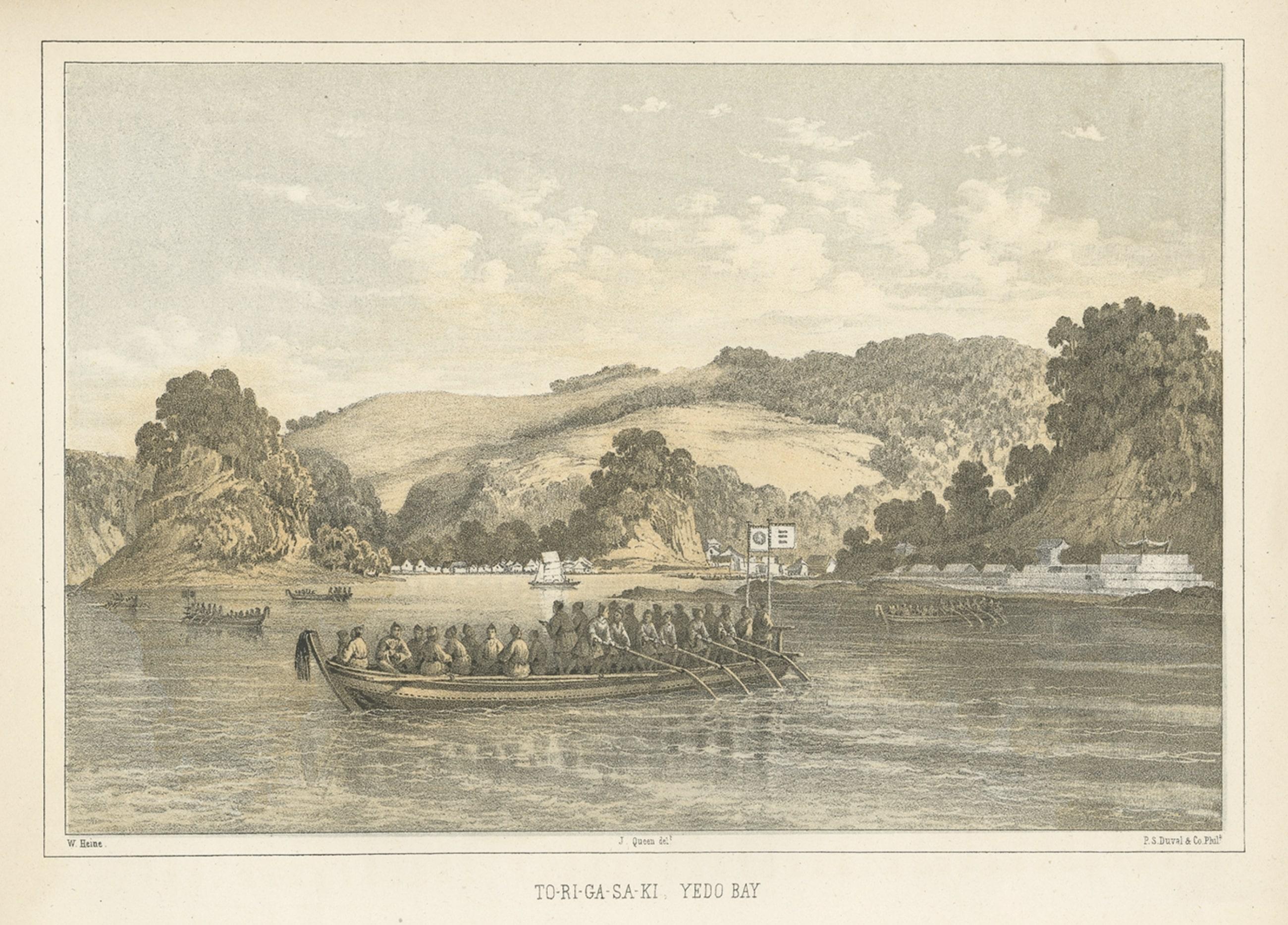 Antique Print of Tokyo Bay 'or Edo Bay', Located in Southern Kantō, Japan, 1856 In Good Condition For Sale In Langweer, NL