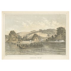 Antiker Druck der Bucht von Tokio oder der Bucht von Edo in Süd-Kantō, Japan, 1856