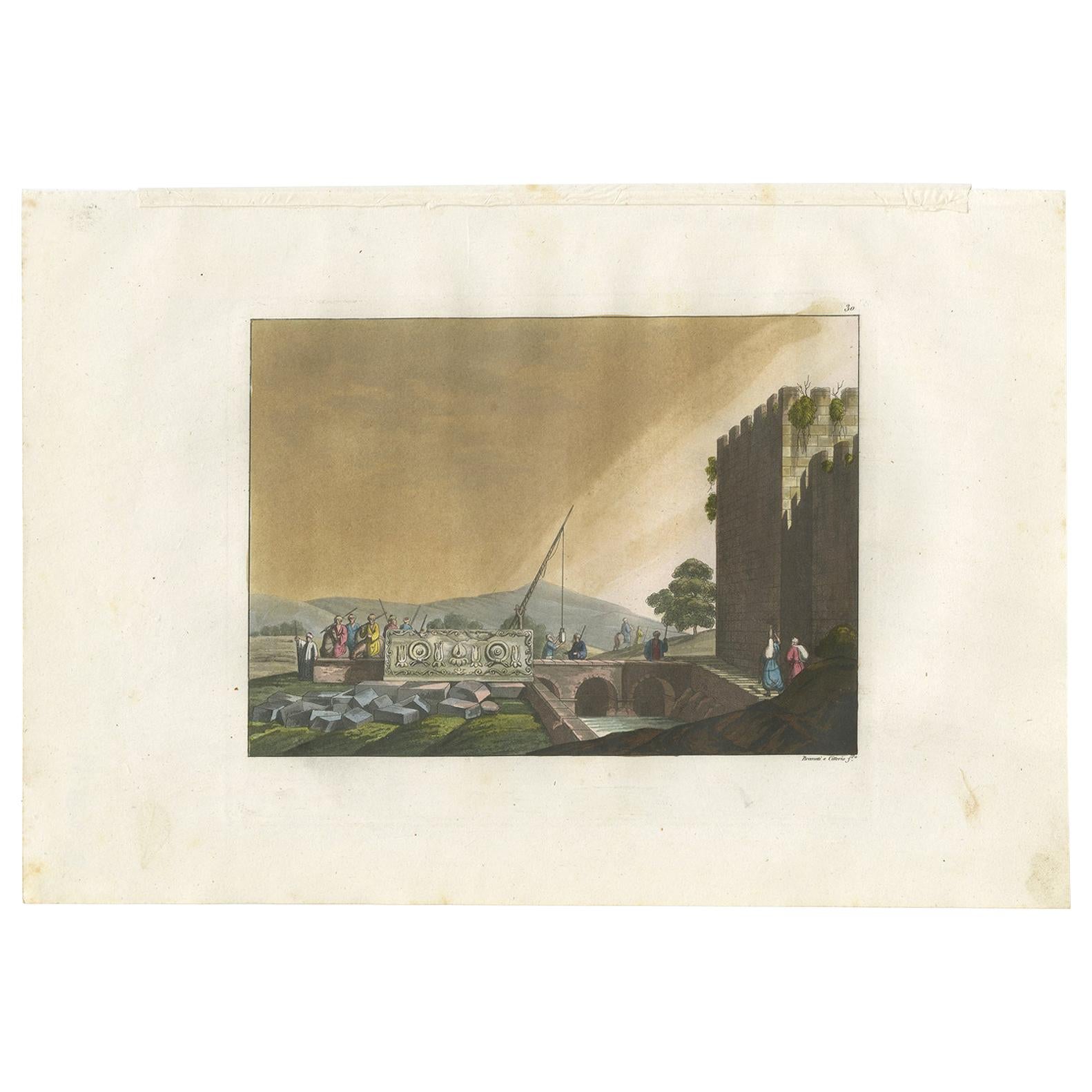 Antiker Druck von Tombs und Sarkophags von Ferrario '1831'