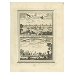 Antique Print of Tongzhou and a Pilgrimage by Van Schley, 1749