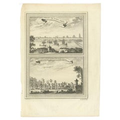 Antique Print of Tongzhou in China and a Pilgrimage for a Fertile Year, 1746