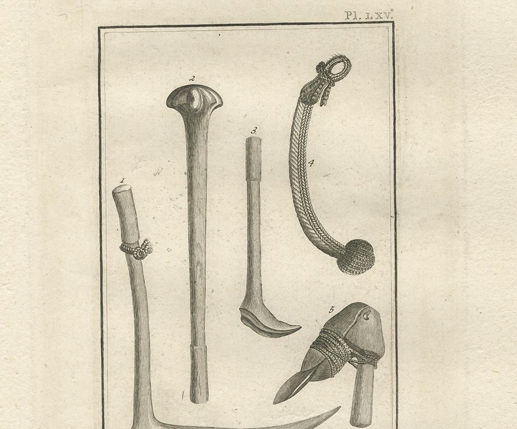 Dutch Antique Print of Tools from New Caledonia by Cook '1803' For Sale