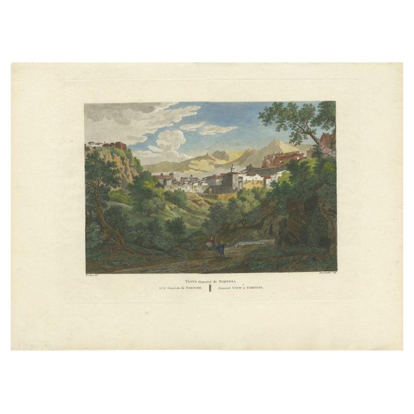 Antiker Druck von Tortosa, Stadt in Spanien, um 1820