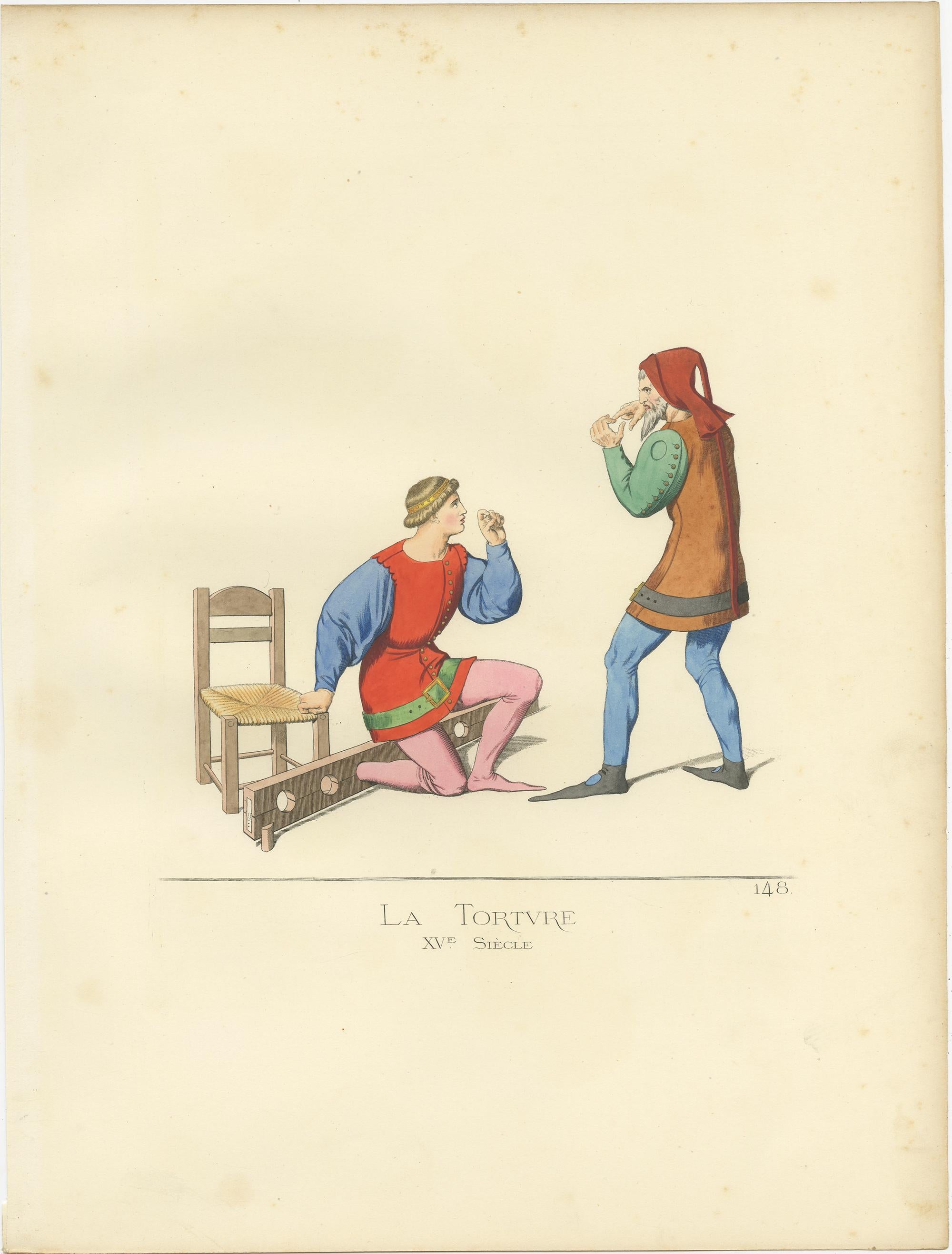 XIXe siècle Impression ancienne de Torture/ Punishment de Bonnard, 1860 en vente