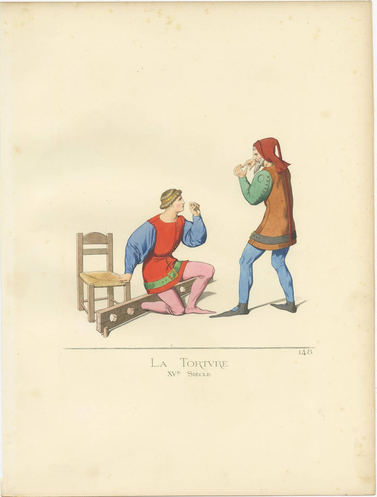 Antique Print of Torture / Punishment by Bonnard, 1860