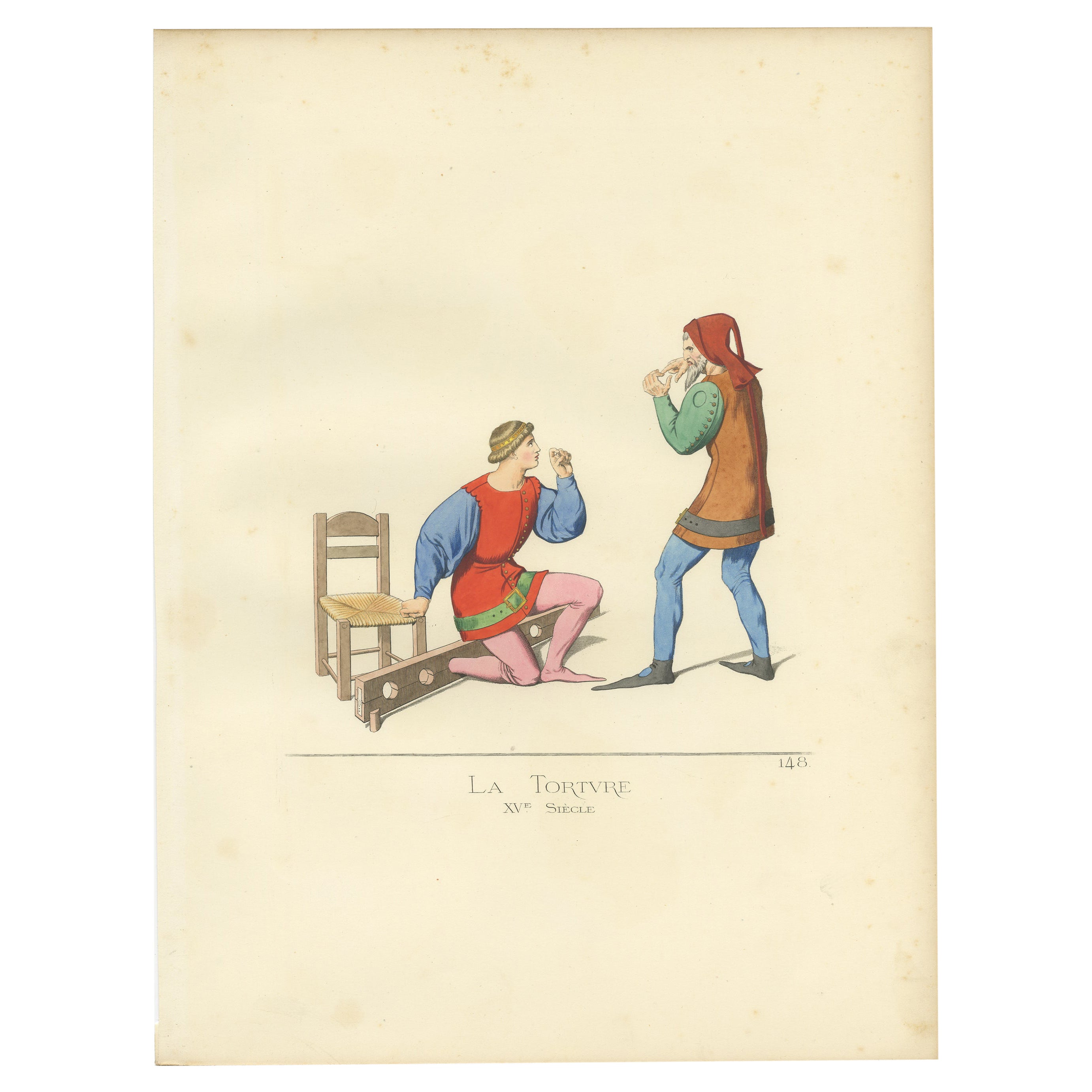 Impression ancienne de Torture/ Punishment de Bonnard, 1860 en vente
