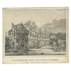 Antique Print of Tower 'de Beer' in Utrecht in The Netherlands, c.1830
