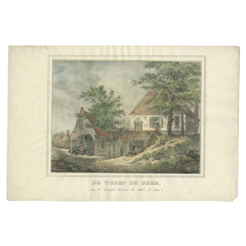 Antique Print of Tower 'de Beer' in Utrecht, The Netherlands, c.1830