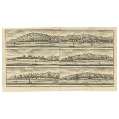 Impression ancienne de poteaux de commerce en Indonésie par Valentijn, 1726