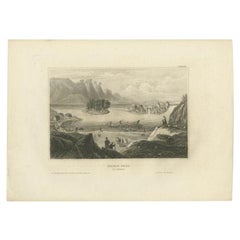 Used Print of Trollhättan Falls in Sweden, 1839