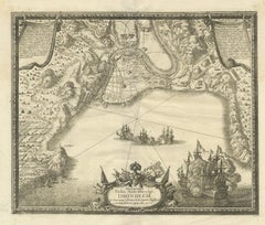 Antique Print of Trondheim by Pufendorf, '1697'