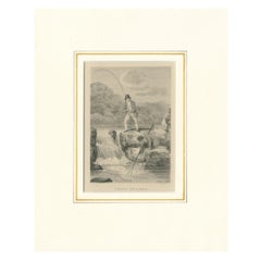 Antique Print of Trout Anglers by Pittman '1820'