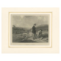 Antique Print of Trout Fishing by Warren 'c.1860'