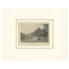 Antique Print of Trout Fishing, 'c.1860'