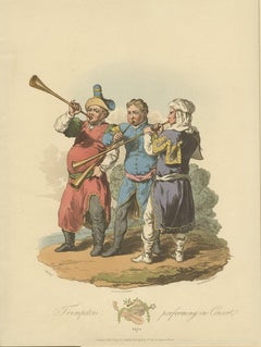 Stampa antica di Trombettieri di Atkinson "1814