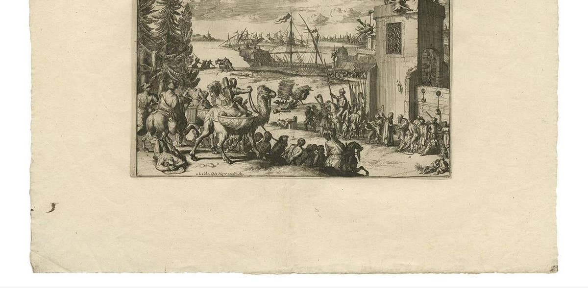 Antique Print of Turkish Slavery and Jail by P. van der Aa, circa 1725