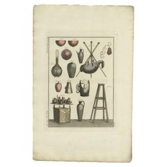 Antique Print of Turkish Utensils in the Middle Ages