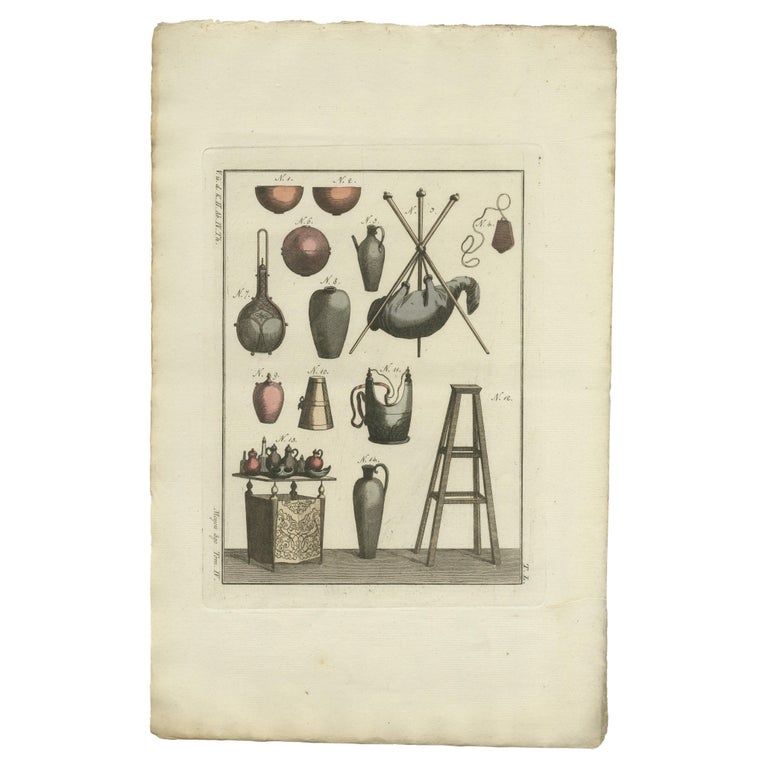 Antique Print of Turkish Utensils in the Middle Ages For Sale at 1stDibs