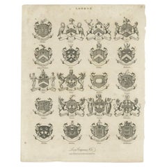 Antique Print of Twenty Livery Companies of London, England, C.1815