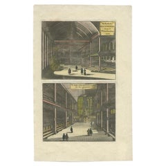 Antique Print of two Church Interiors in Amsterdam by Goeree, 1765
