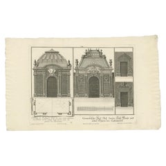 Stampa antica di due padiglioni e cancelli di Wolff del 1737