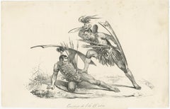 Antique Print of Two Warriors of Ombai Island