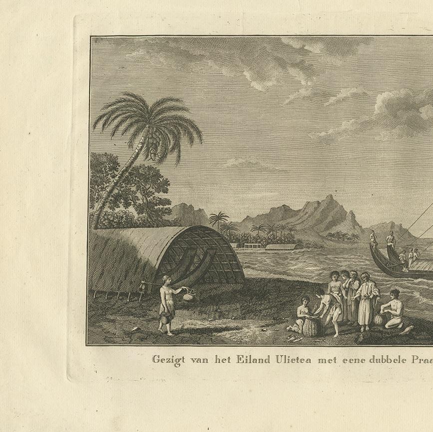 Dutch Antique Print of Ulietea in French Polynesia, Cook, 1803 For Sale