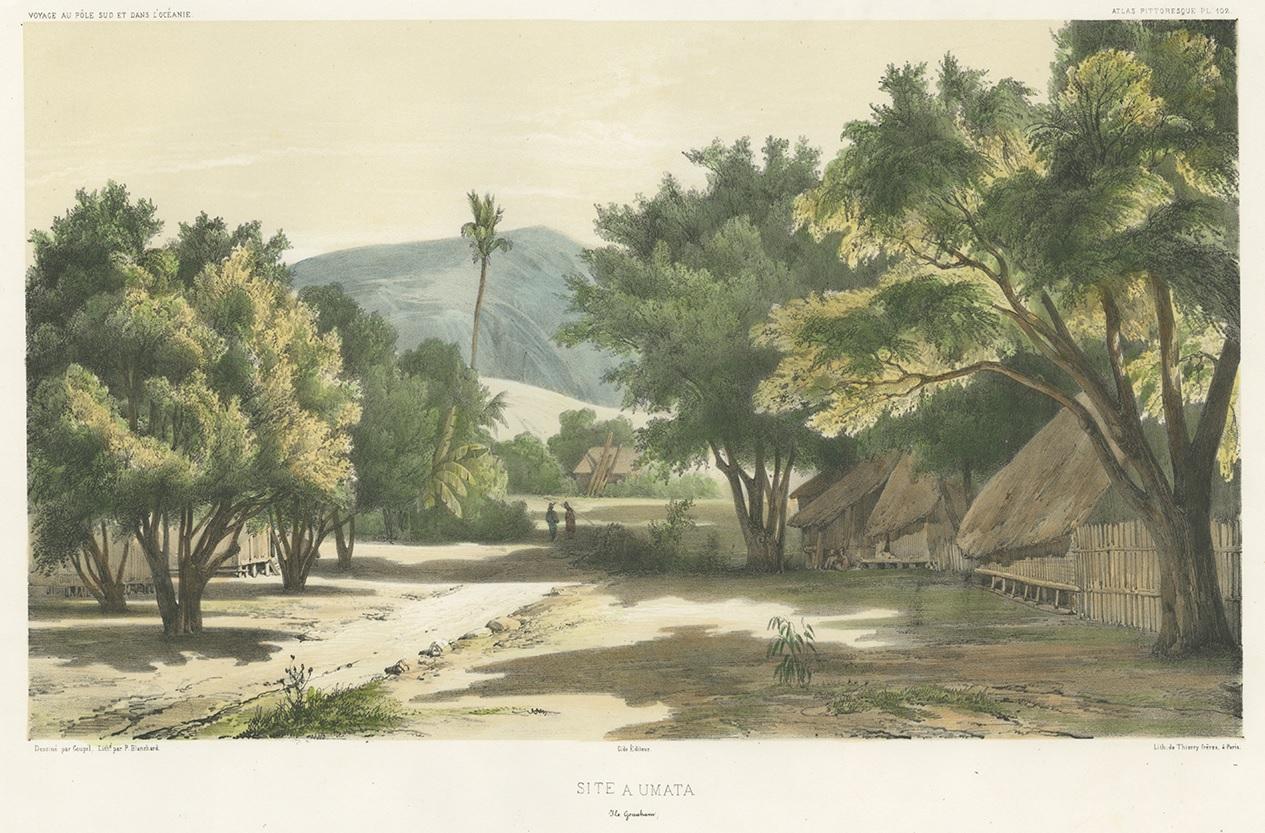 Antique Print of Umatec 'Guam' by D'Urville, circa 1850 In Good Condition For Sale In Langweer, NL