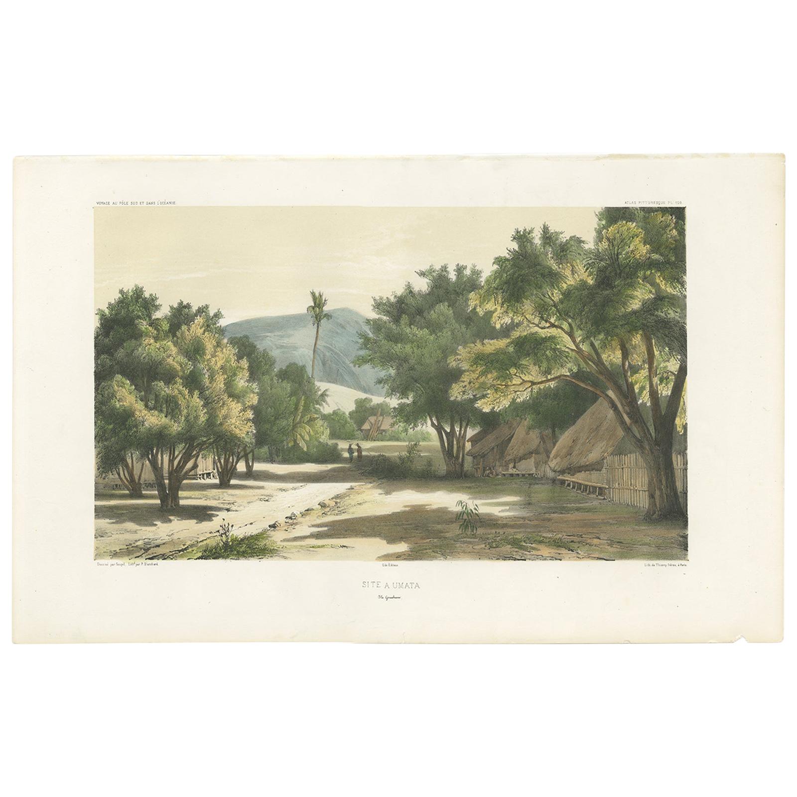 Antique Print of Umatec 'Guam' by D'Urville, circa 1850 For Sale