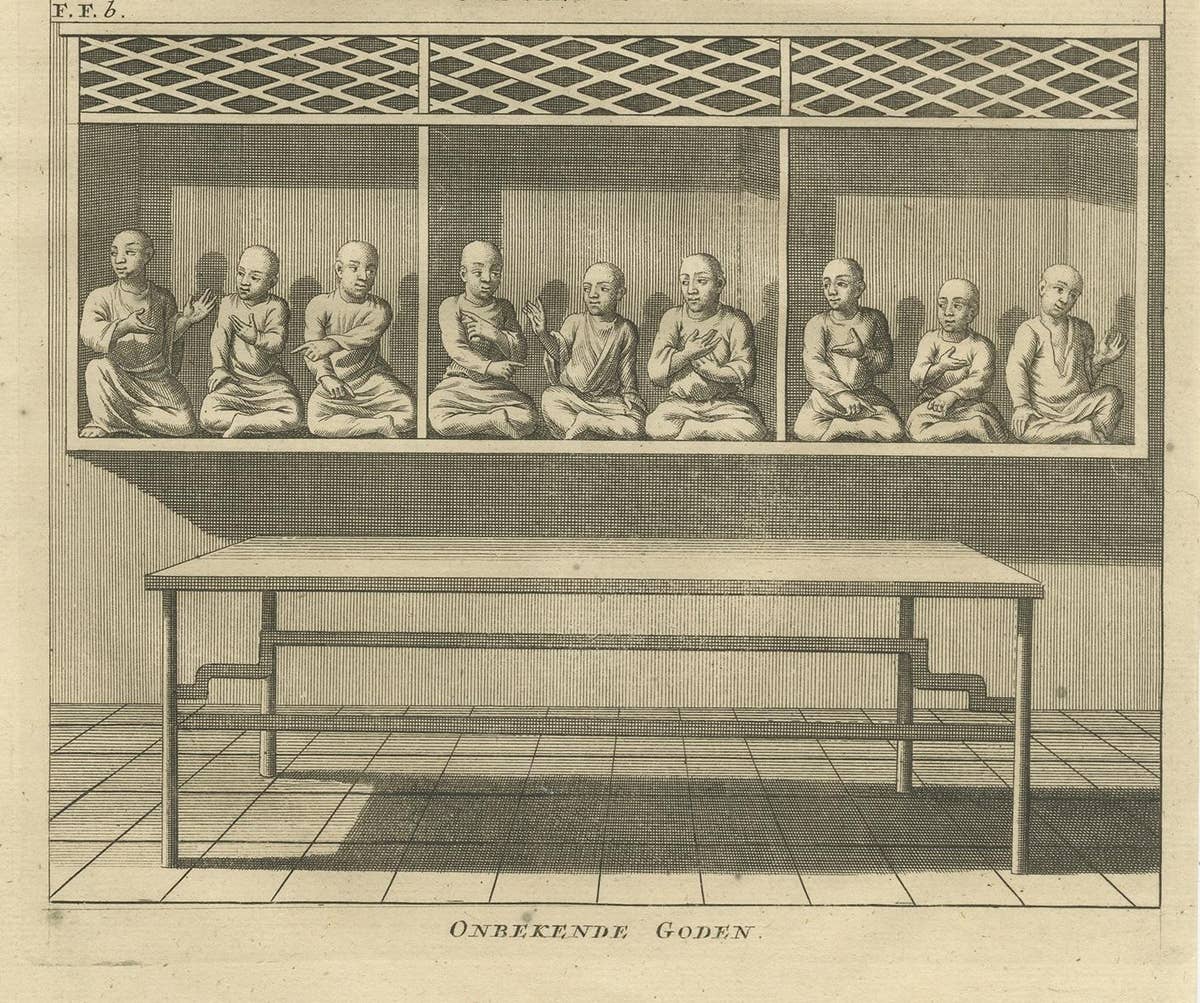 Antique Print of Unidentified Gods by Valentijn, 1726