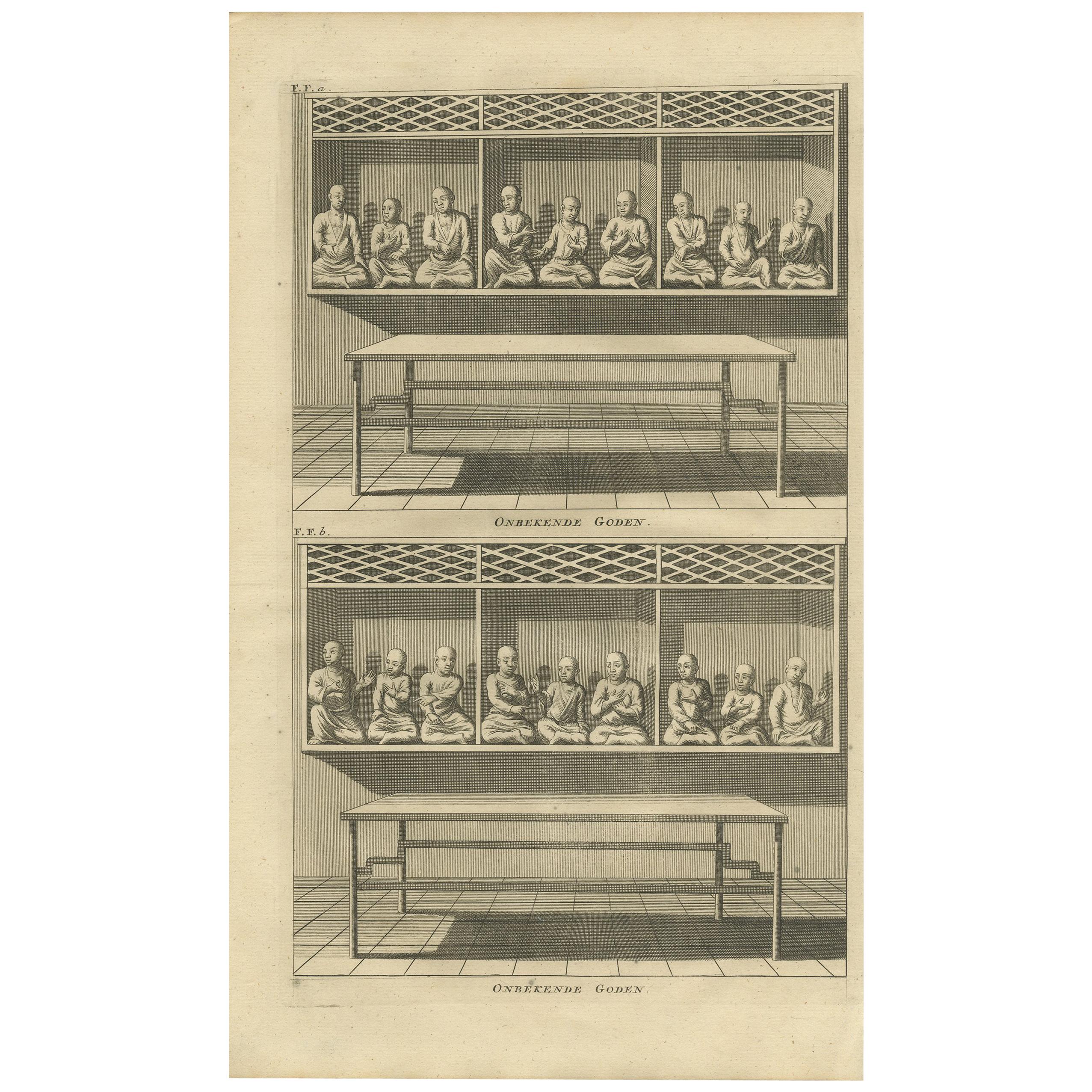 Stampa antica di divinità non identificate di Valentijn, 1726