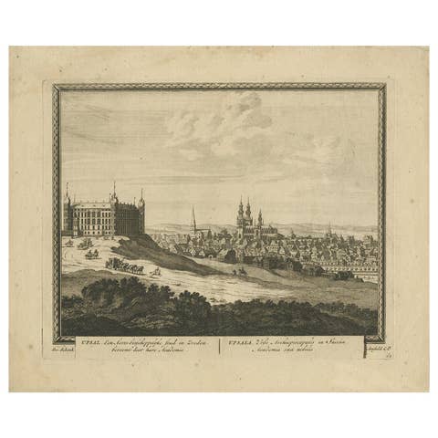 Antique Print of Uppsala by Schenk, circa 1700
