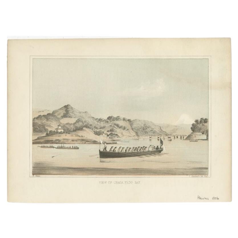 Antique Print of Uraga in Japan, 1856