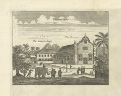 Antique Print of Various Churches on Ceylon or Nowadays Sri Lanka, 1732