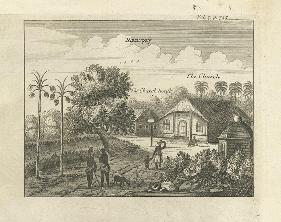 Antique Print of Various Churches on Ceylon or Nowadays Sri Lanka, 1732 In Good Condition For Sale In Langweer, NL