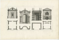 Antique Print of Various Designs for Garden Temples by Le Rouge, c.1785