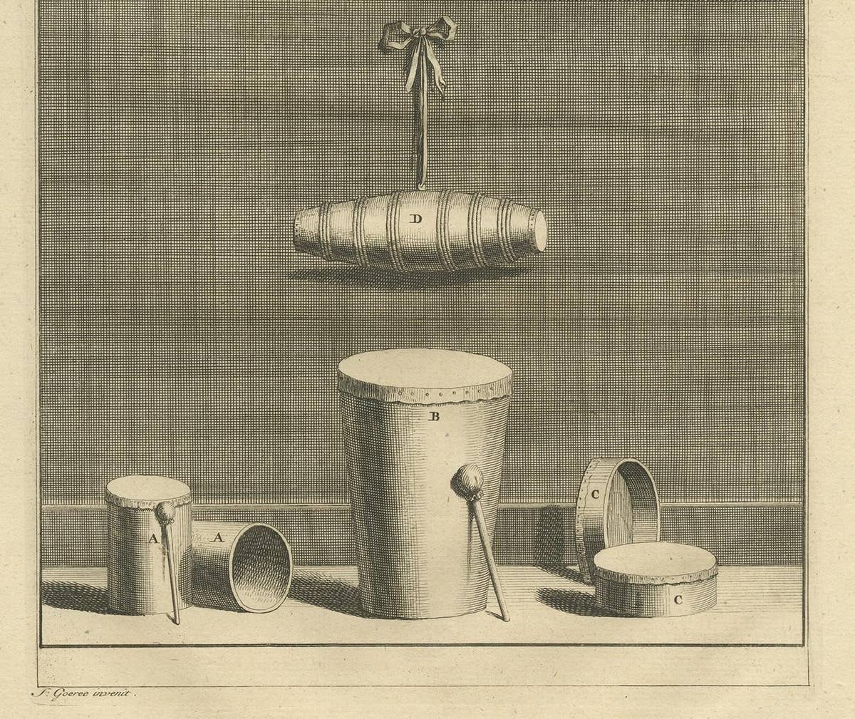 Antique Print of Various Drums by Valentijn '1726'