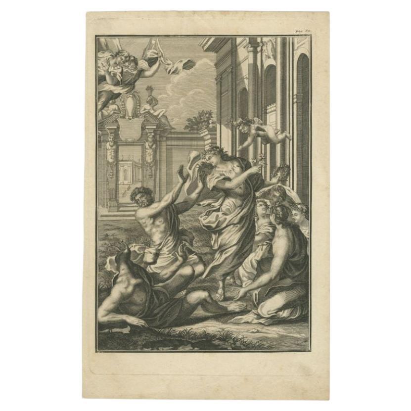 Antique Print of Various Figures and Putti, c.1790 For Sale