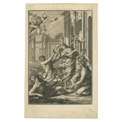 Antique Print of Various Figures and Putti, c.1790