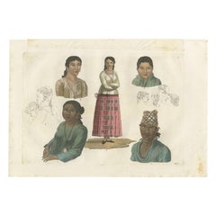 Antique Print of Various Inhabitants of the Mariana Islands by Ferrario, '1831'