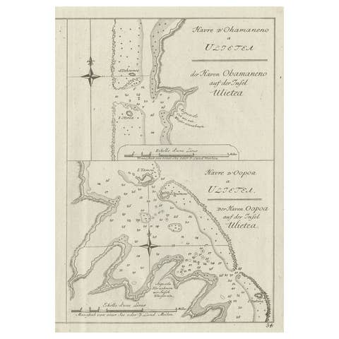 Antique Print of Various Island in French Polynesia, circa 1774